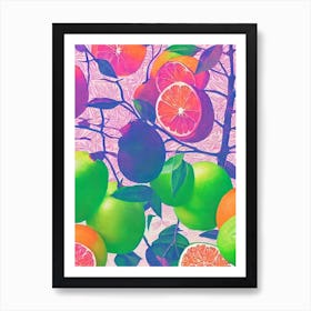 Orange Risograph Retro Poster Fruit Art Print