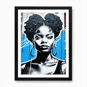 Graffiti Mural Of Beautiful Black Woman 121 Art Print