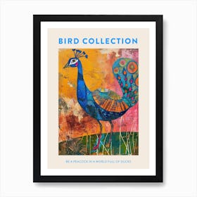Colourful Brushstroke Peacock 6 Poster Art Print