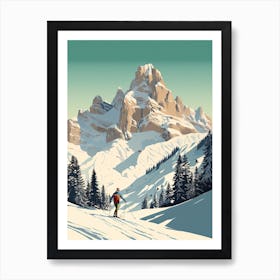 Cortina D Ampezzo   Italy, Ski Resort Illustration 0 Simple Style Art Print