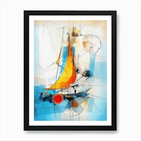 Sailboat 03 - Avant Garde Abstract Painting in Yellow, Red and Blue Color Palette in Modern Style Art Print