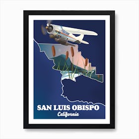 San Luis Obispo California Travel map Art Print