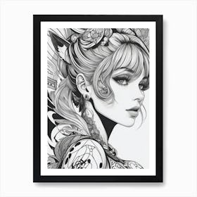 Tattooed Girl Art Print