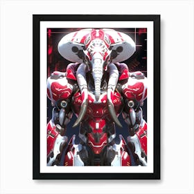 Red And White Elephant Art Print