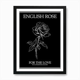 English Rose Black And White Line Drawing 40 Poster Inverted Art Print