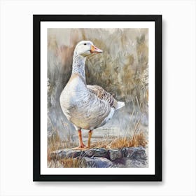 Goose Pastel Watercolour 4 Art Print