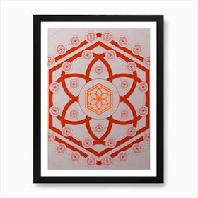 Geometric Abstract Glyph Circle Array in Tomato Red n.0160 Art Print