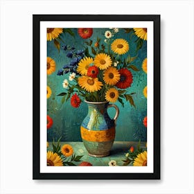 Sunflowers In A Vase 4 Art Print