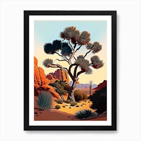 Joshua Tree In Grand Canyon Vintage Botanical Line Drawing  (3) Art Print