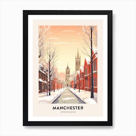 Vintage Winter Travel Poster Manchester United Kingdom 9 Art Print