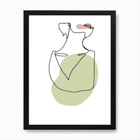 Female Face Torso Line Art Art Print