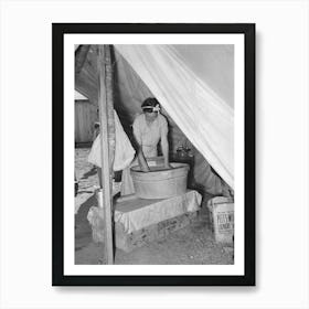 Migrant White Mother Washing Clothes In Front Of Tent Home, Weslaco, Texas, See General Caption By Russell Lee Art Print