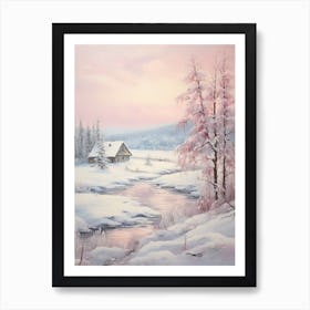 Dreamy Winter Painting Rovaniemi Finland 2 Art Print