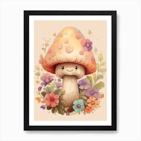 Cute Mushroom Nursery 1 Art Print