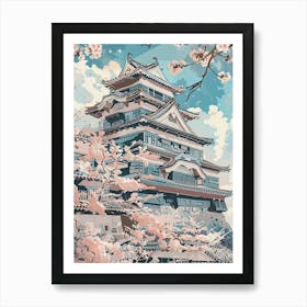 Himeji Japan 4 Retro Illustration Art Print