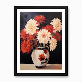 Bouquet Of Chrysanthemum Flowers, Autumn Fall Florals Painting 0 Art Print