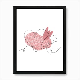 Line art heart with colorful abstract spot 1 Art Print