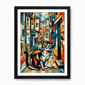 Painting Of Rio De Janeiro With A Cat In The Style Of Cubism, Picasso Style 4 Art Print