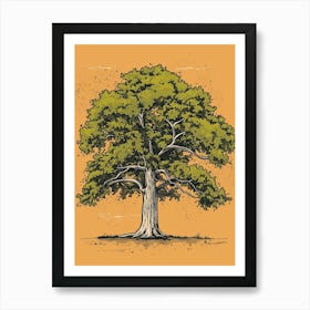 Oak Tree Minimalistic Drawing 4 Art Print