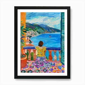 Woman Looking At The Sea Art Print