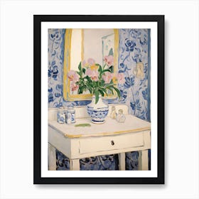 Bathroom Vanity Painting With A Pansy Bouquet 4 Art Print