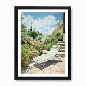 Sun Lounger By The Pool In Spanish Countryside Art Print