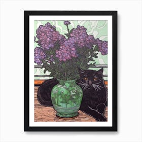 Drawing Of A Still Life Of Statice With A Cat 2 Art Print