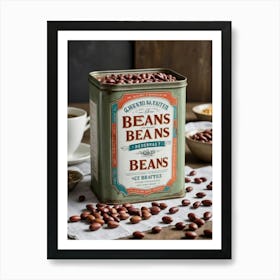 Can of Coffee Beans Espresso Kitchen Wall Art  Art Print