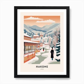 Vintage Winter Travel Poster Hakone Japan 4 Art Print