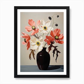 Bouquet Of Japanese Anemone Flowers, Autumn Fall Florals Painting 1 Art Print