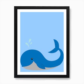 Hello Blue Whale, Children's, Kids, Nursery, Cot, Bedroom, Animal, Colourful, Art, Wall Print Art Print