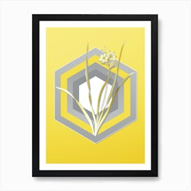 Botanical Gladiolus Lineatus in Gray and Yellow Gradient n.084 Art Print