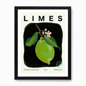 Limes Fruit Kitchen Typography Art Print