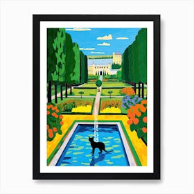 Versailles Gardens France, Cats Pop Art Style 1 Art Print