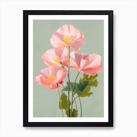 Anthurium Flowers Acrylic Pastel Colours 3 Art Print