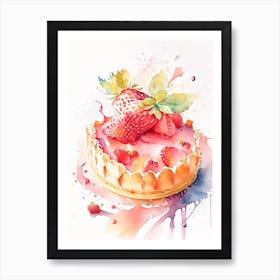 Strawberry Tart, Dessert, Food Storybook Watercolours 2 Art Print