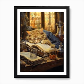 Sleeping Alchemist Cat 1 Art Print