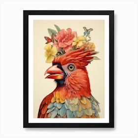 Bird With A Flower Crown Cardinal 3 Art Print