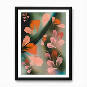 Petals Orange and Pink Abstract Painting Art Print