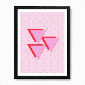 Pink & Red Love Triangle Art Print