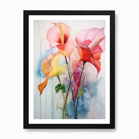 Abstract Flower Painting Flamingo Flower Art Print