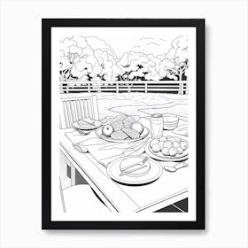 Line Art Inspired By The Luncheon On The Grass 4 Art Print