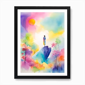 Woman On A Rock Art Print