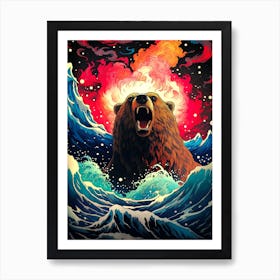 Bear In The Ocean 2 Art Print