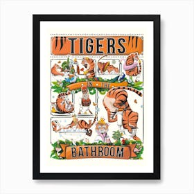 Tigers In The Bathroom Art Print