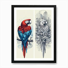 Squee Parrots Art Print