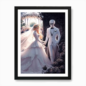 Beauty and the Skeleton Wedding Art Print #1 Art Print