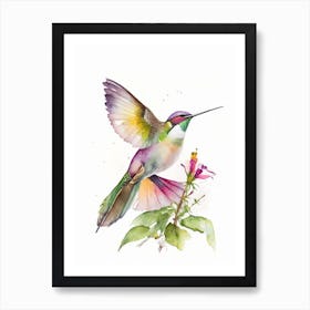 Buff Bellied Hummingbird Cute Neon 2 Art Print