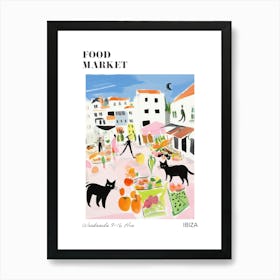 The Food Market In Ibiza 1 Illustration Poster Poster