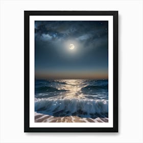 Full Moon Over The Ocean 2 Art Print